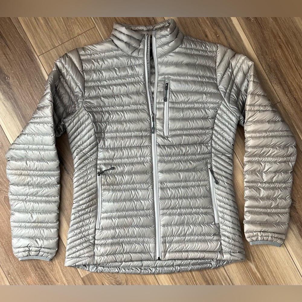 Patagonia Jacket Womens Small Gray Puffer Ultralight Goose Down Outdoor Zip Up